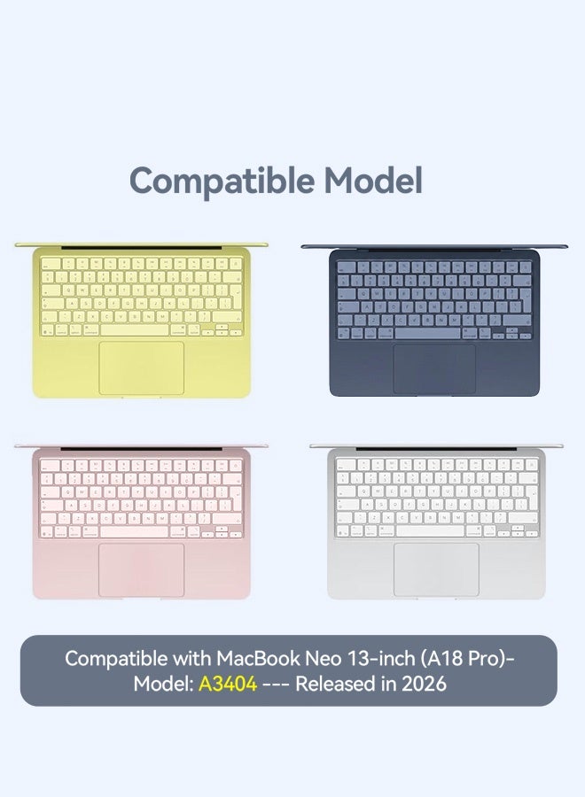 بشكل مختصر حافظة لجهاز MacBook Neo مقاس 13 بوصة بسعة 256/512 جيجابايت مزود بميزة Touch ID (إصدار 2026) طراز A3404، حافظة صلبة للكمبيوتر المحمول، مقاومة لبصمات الأصابع والخدوش، متينة، فائقة النحافة، متوافقة مع جهاز MacBook Neo مقاس 13 بوصة المزود بشريحة A18 Pro (أزرق) - Image 2