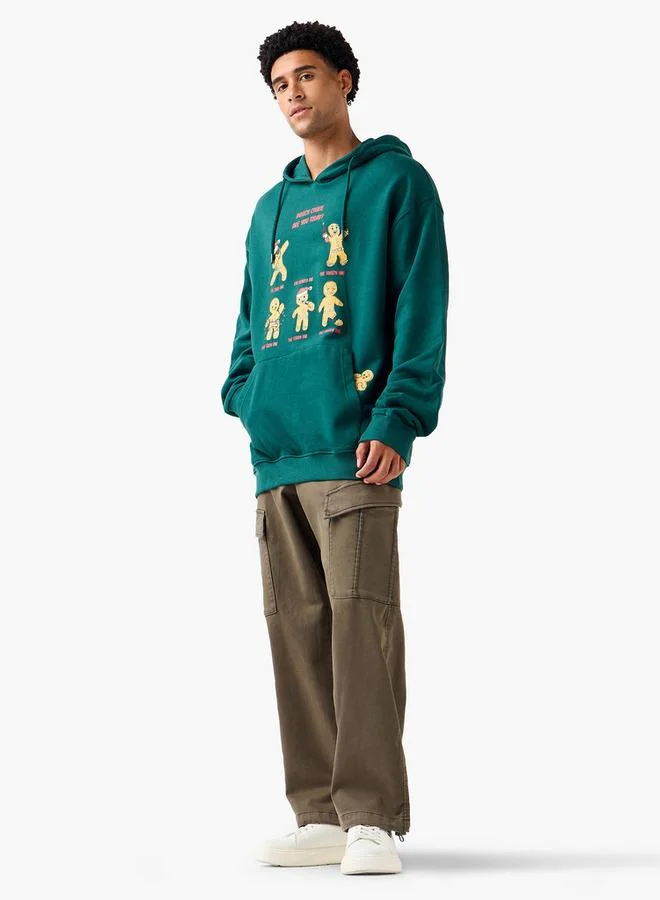 سبلاش فيڤ هودي رجالي بقصة عادية بطبعة رجل خبز الزنجبيل