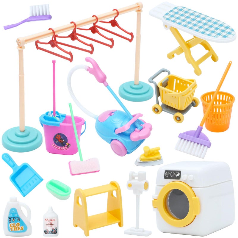 SOTOGO ONEST 22 Pieces Mini Housework Cleaning Supplies Miniature House Accessories Mini House Furniture Decoration Accessories - Image 3