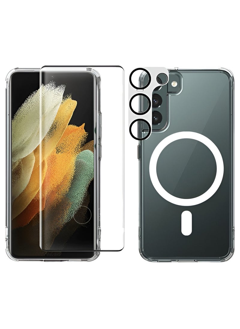 Generic - Protection package for the Galaxy S23 (Samsung Galaxy S23), high-quality and clear silicone protection case, supports MagSafe wireless charging, nano HD screen protector, camera lens (3in1) - Image 1