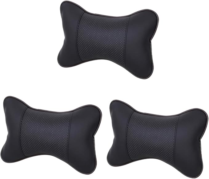 Black Neck Cushion Set Of 3 Medium Size Car Neck Rest Pillow For Travel And Home - Image 1