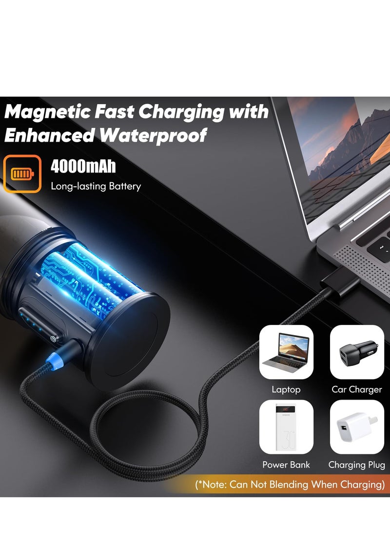 SYOSI خلاط محمول، خلاط بحجم شخصي للشيك والمشروبات السلسة مع 6 شفرات، كوب خلاط صغير سعة 16 أونصة مع خالي من BPA وقابل للشحن عبر USB للمكتب، الصالة الرياضية، المطبخ (أسود) - Image 2