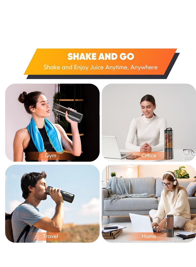 SYOSI خلاط محمول، خلاط بحجم شخصي للشيك والمشروبات السلسة مع 6 شفرات، كوب خلاط صغير سعة 16 أونصة مع خالي من BPA وقابل للشحن عبر USB للمكتب، الصالة الرياضية، المطبخ (أسود) - Image 3