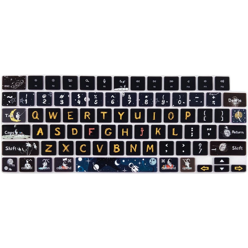WSLUCKO Keyboard Cover Skin for 2021-2024 MacBook Pro 14/16 (A2442 A2485 A3112 A3401 A3403 A2992 A2779 A2780 A2991 A2918 M1/M2/M3 M4) & MacBook Air 13.6''/15'' (A2681 A3113 A2941 A3114),Space Man - Image 1