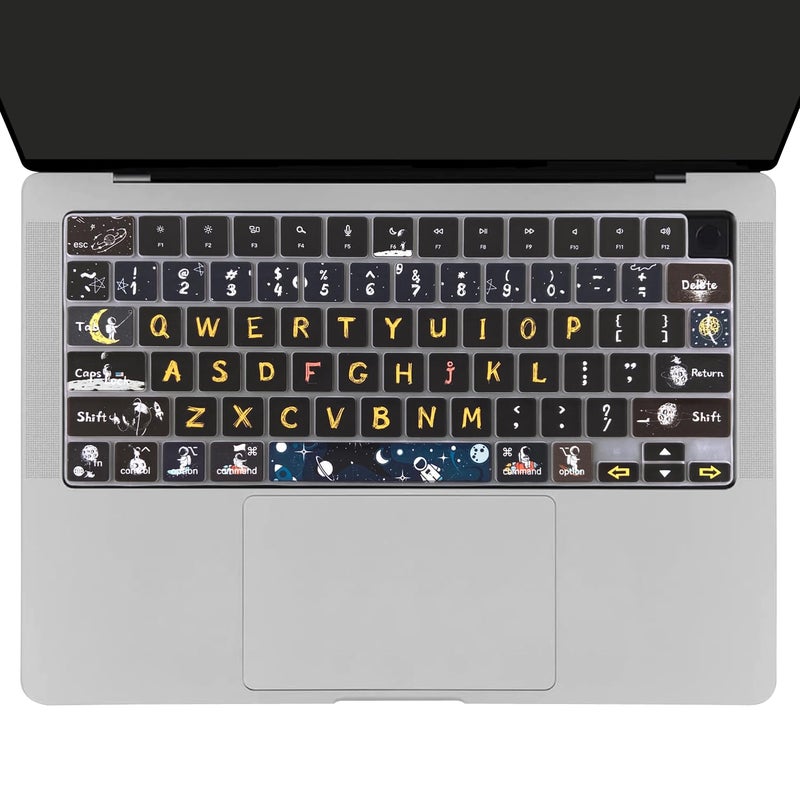 WSLUCKO Keyboard Cover Skin for 2021-2024 MacBook Pro 14/16 (A2442 A2485 A3112 A3401 A3403 A2992 A2779 A2780 A2991 A2918 M1/M2/M3 M4) & MacBook Air 13.6''/15'' (A2681 A3113 A2941 A3114),Space Man - Image 2
