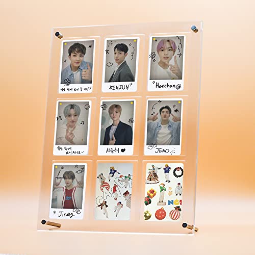 Baskiss Standing Card Holder Ultra Clear Acrylic Display 66 x 91 mm Trading Cards Cases Protectors for Kpop Photocard Sports Baseball Basketball Photo Showcase with Screws 9 Cards - Image 1