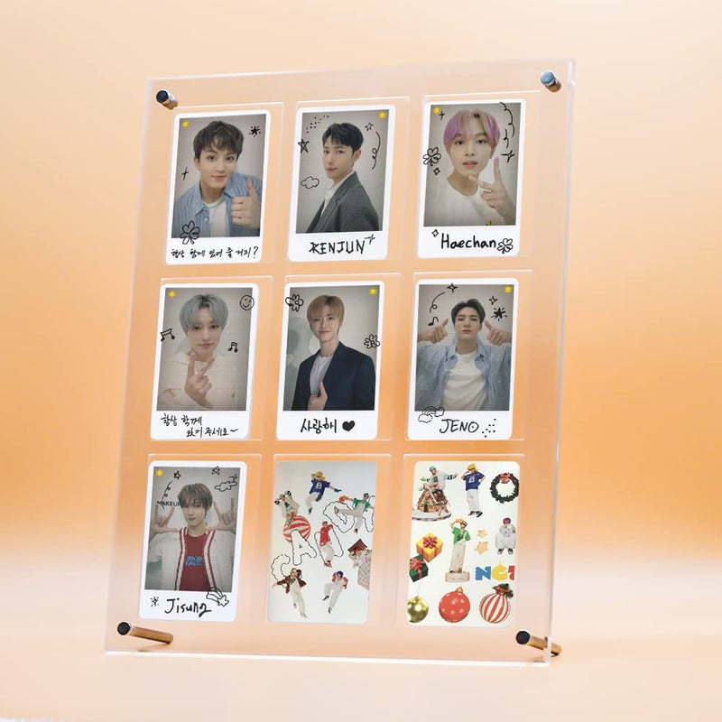 Baskiss Standing Card Holder Ultra Clear Acrylic Display 66 x 91 mm Trading Cards Cases Protectors for Kpop Photocard Sports Baseball Basketball Photo Showcase with Screws 9 Cards - Image 2