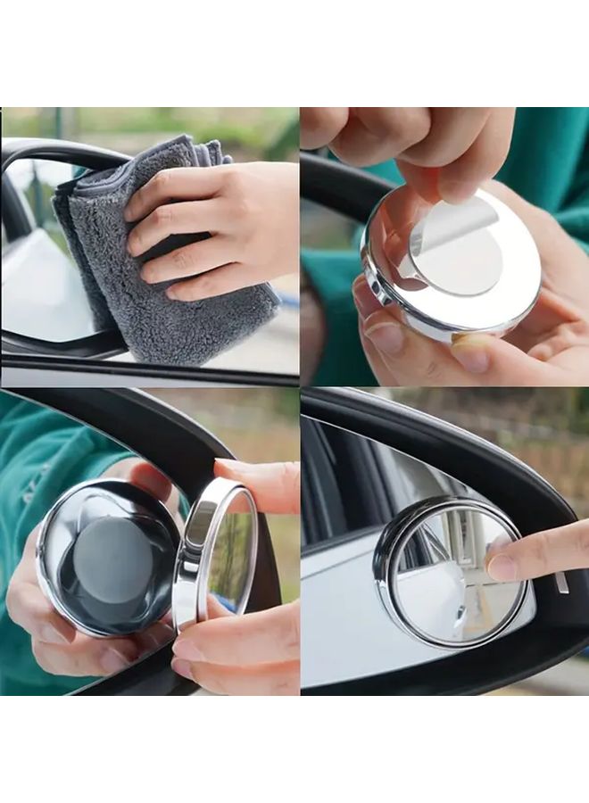 2 White 360 Adjustable Car Blind Spot Mirror High Definition Wide Angle Convex Lens - Image 1