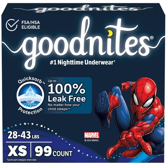 GoodNites Nighttime Bedwetting Underwear Boys XS 2843 lb 99 Ct 3 Packs of 33 Packaging May Vary - Image 1