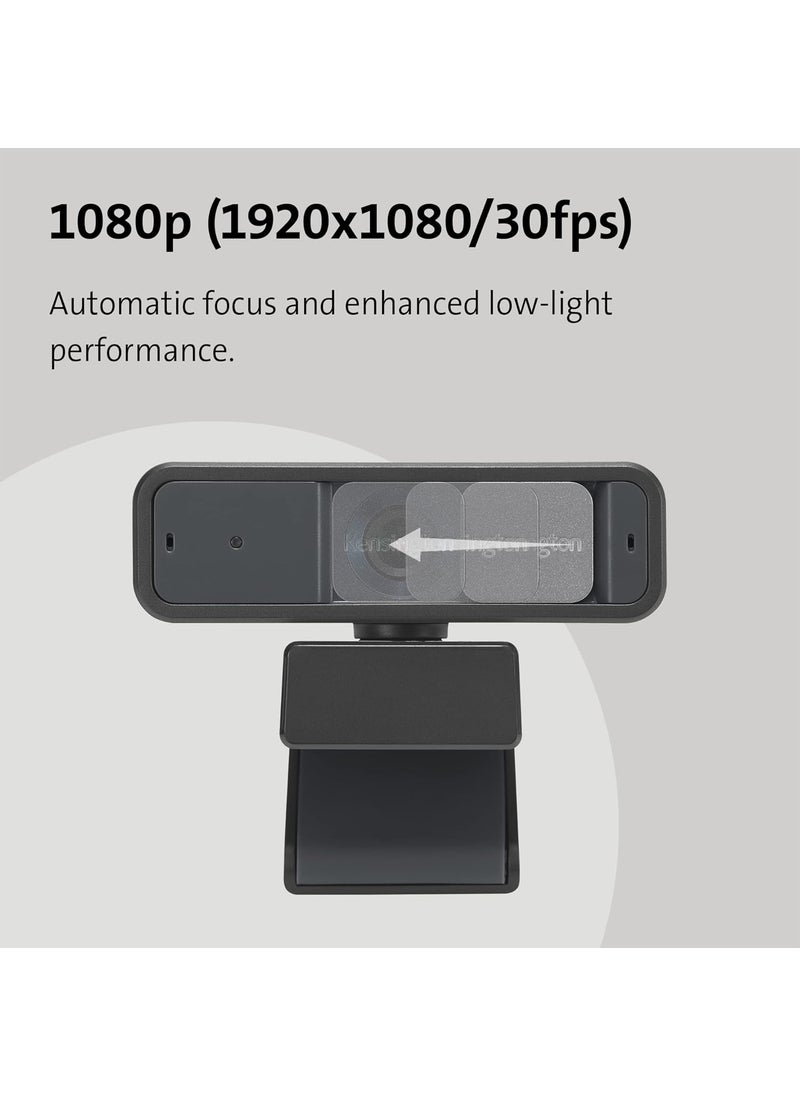 Kensington Kensington W2050 Pro 1080p Auto Focus Pro Webcam with Dual Stereo Microphone for Video Conferencing Software Control Privacy Shutter Compatible with ZoomSkypeTeams and More K81176WW  - Image 4