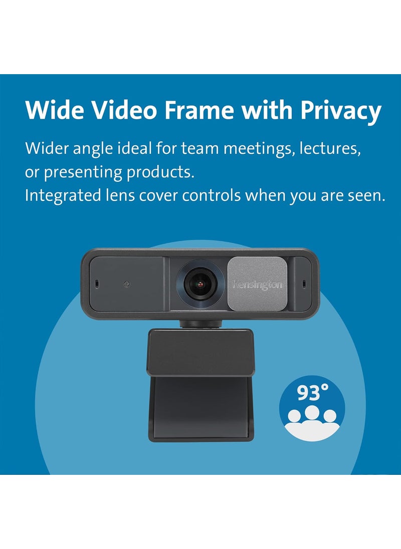 Kensington Kensington W2050 Pro 1080p Auto Focus Pro Webcam with Dual Stereo Microphone for Video Conferencing Software Control Privacy Shutter Compatible with ZoomSkypeTeams and More K81176WW  - Image 3