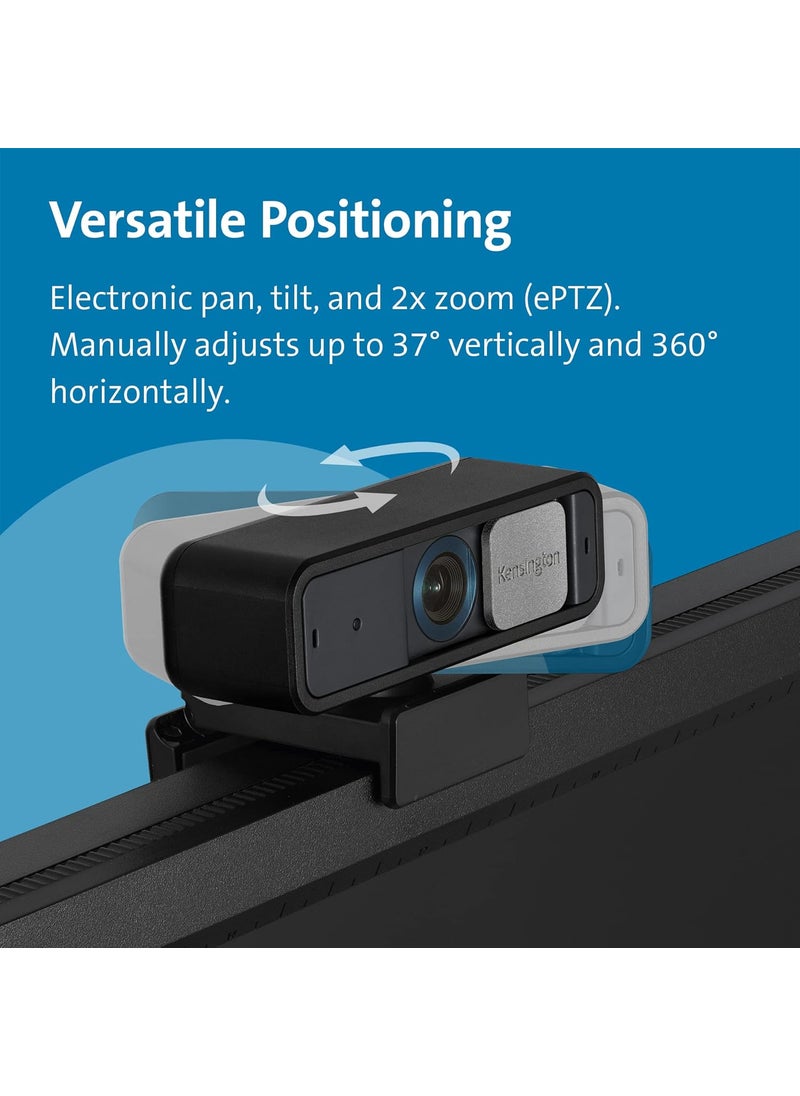 Kensington Kensington W2050 Pro 1080p Auto Focus Pro Webcam with Dual Stereo Microphone for Video Conferencing Software Control Privacy Shutter Compatible with ZoomSkypeTeams and More K81176WW  - Image 5