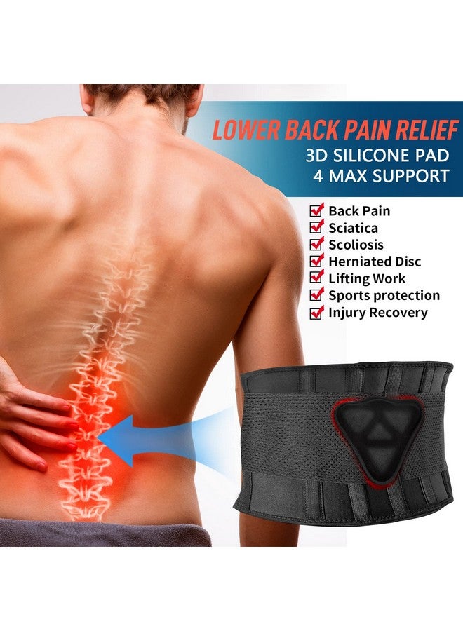 FEATOL Back Brace for Men Lower Back Pain Relief Lumbar Support Brace Waist Belt with Ergonomic 3D Silicone Pad for Heavy Lifting Work, Herniated Disc, Sciatica L/XL - Image 1
