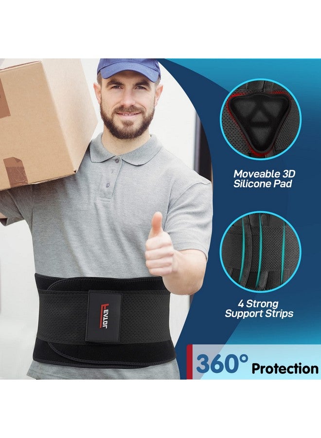 FEATOL Back Brace for Men Lower Back Pain Relief Lumbar Support Brace Waist Belt with Ergonomic 3D Silicone Pad for Heavy Lifting Work, Herniated Disc, Sciatica L/XL - Image 4