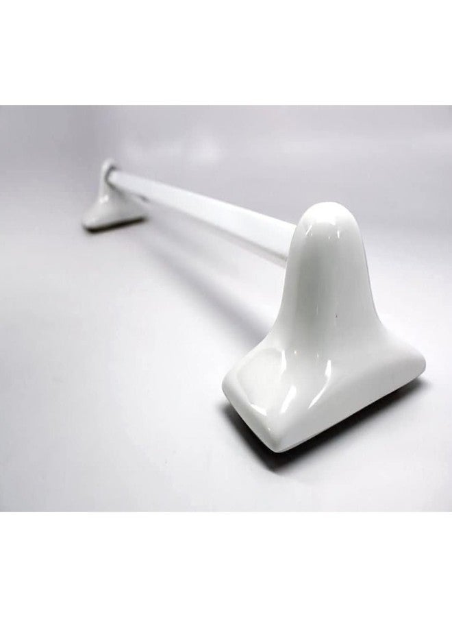 Tenedos White Glazed Ceramic Bathroom Accessory Kit - Not for Flat Surface Installation (Towel Bar)- There is an Insert That goes Inside Wall- Professional Installation Needed - Image 1