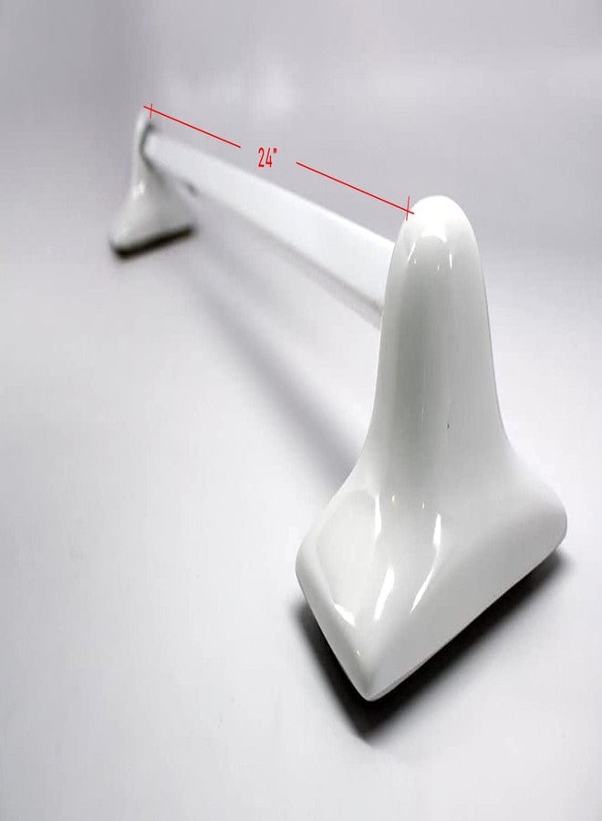 Tenedos White Glazed Ceramic Bathroom Accessory Kit - Not for Flat Surface Installation (Towel Bar)- There is an Insert That goes Inside Wall- Professional Installation Needed - Image 2