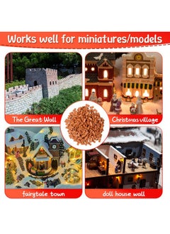 Civaner 350 Pcs Mini Bricks Tiny Bricks For Landscaping Red Miniature Bricks Model Brick Wall Small Bricks For Crafts Realistic Fake Bricks Mini Blocks For Dollhouse Garden Accessories, 1/35 Scale  - Image 3