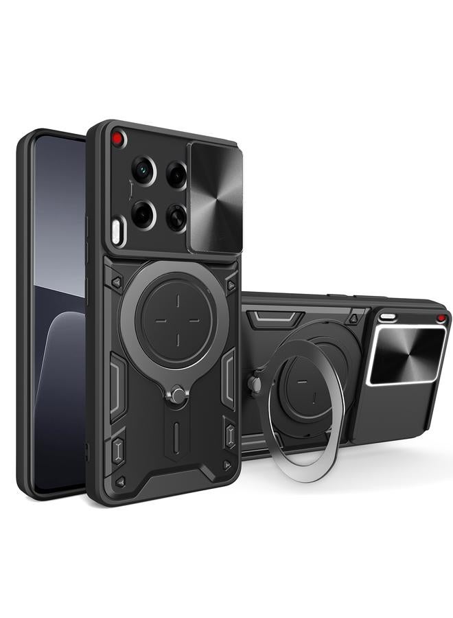 For Tecno Camon 30 4G / 5G CD Texture Sliding Camshield Magnetic Holder Phone Case(Black)