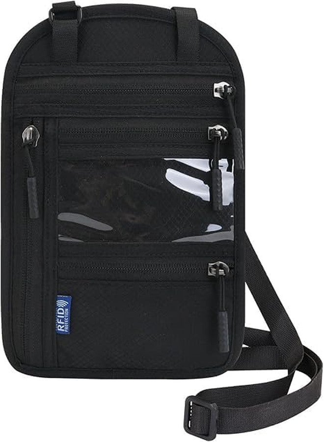 BROGBUS Neck Passport Holder Travel Pouch for Men & Women with RFID Blocking Multi Pocket Organizer Wallet with Adjustable Strap Water Resistant Travel Document Bag - Image 1