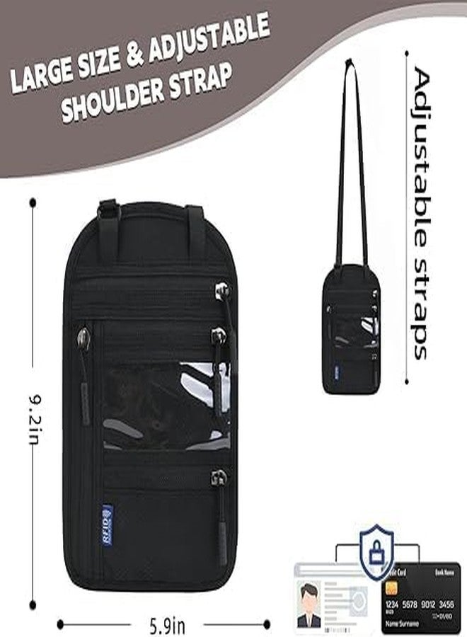 BROGBUS Neck Passport Holder Travel Pouch for Men & Women with RFID Blocking Multi Pocket Organizer Wallet with Adjustable Strap Water Resistant Travel Document Bag - Image 3