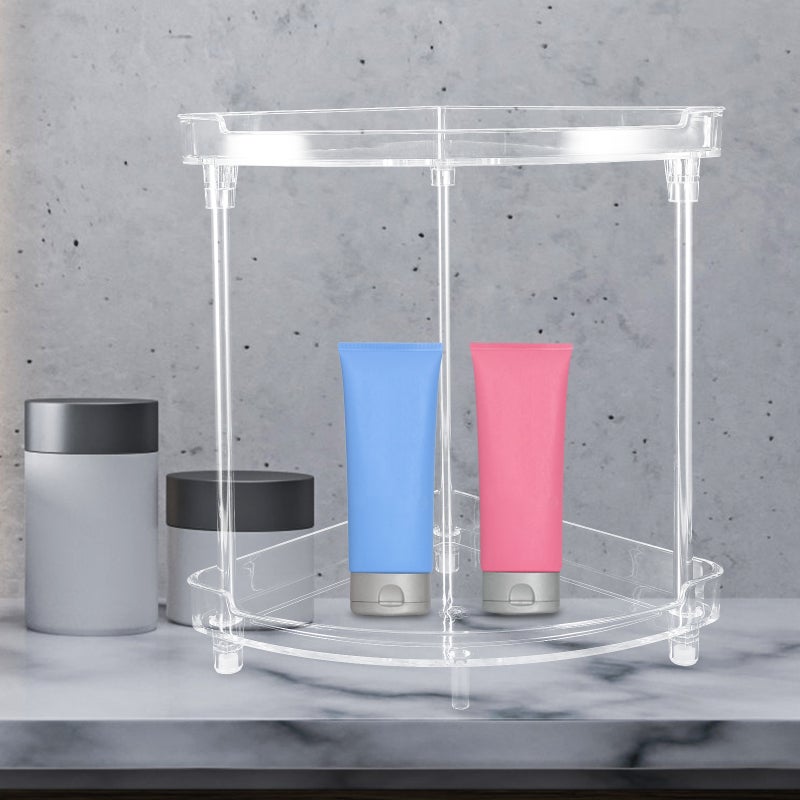 Bathroom Counter Organizer Kitchen Countertop Corner Organizer Storage Shelf Vanity Tray - Image 2