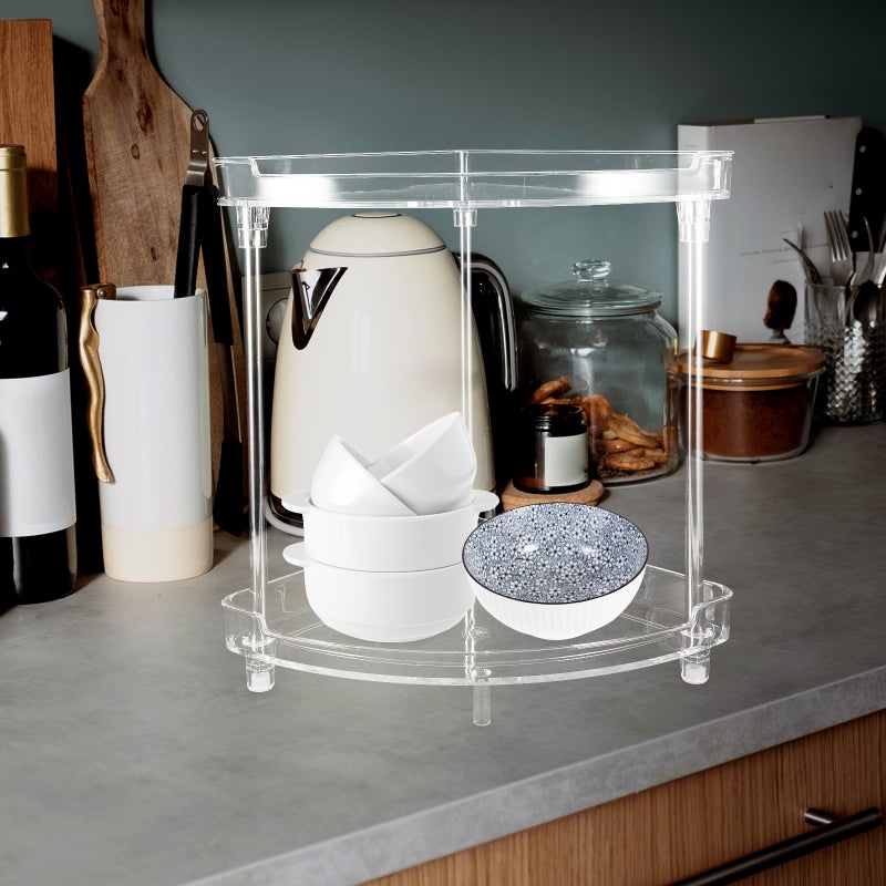 Bathroom Counter Organizer Kitchen Countertop Corner Organizer Storage Shelf Vanity Tray - Image 4