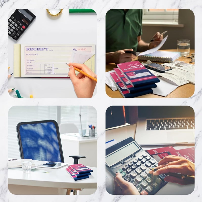 XKDOUS 2 Pack Money and Rent Receipt Book, 2-Part Carbonless, 2-3/4" x 6-1/2" Receipt Book for Small Business, 50 Sets per Book - Image 5