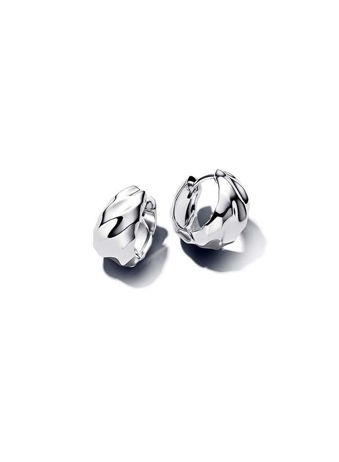 PANDORA Rippled Small Hoop Earrings - Image 1