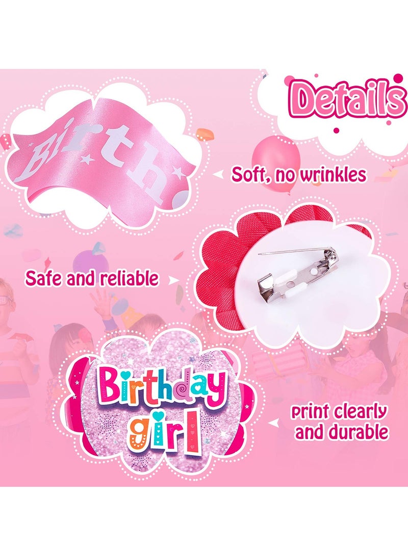 SOLARAE 3 Pieces Birthday Girl Badge Decorations Set Includes Award Ribbon and Pink Sash for Party Supplies - Image 4