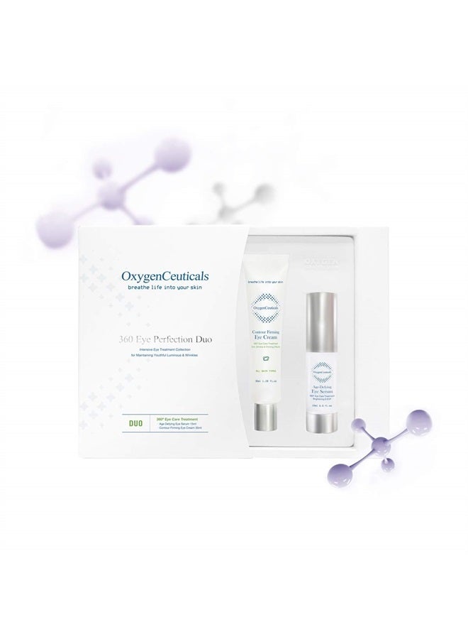 OxygenCeuticals 360 Eye Perfection Duo, Advanced Anti-Aging Eye Treatment Set, 2 Products, Eye Cream 35ml/18 oz & Eye Gel Serum 15ml/0.5 oz, Visibly Reduce Under-Eye Bags, Puffiness, Wrinkles, Dark Ci - Image 1