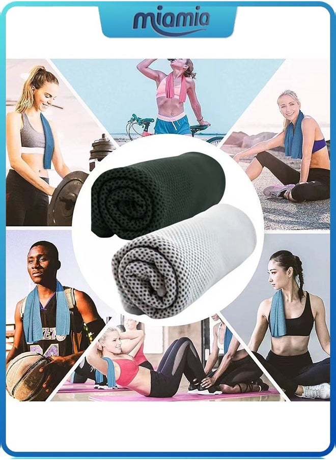 Miamia 2 Pack Cooling Towel Soft Breathable Sweat Towel Microfibre Fitness Towel Cooling Cold Towels for Neck for Travel Hiking Gym Yoga  - Image 2