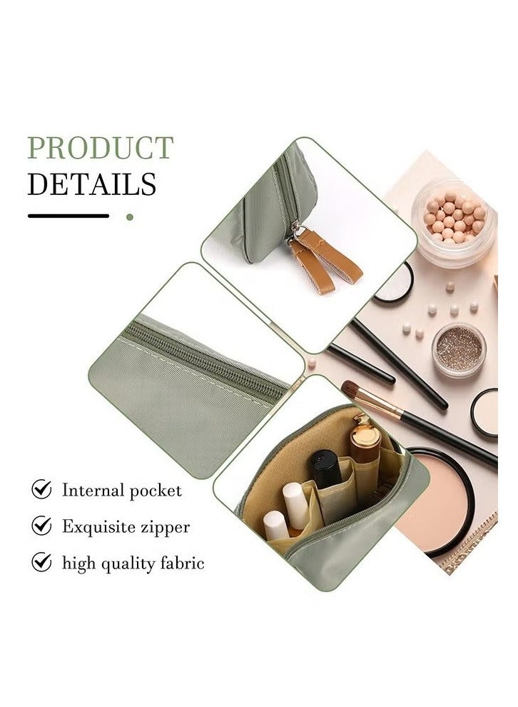 حقيبة مستحضرات تجميل بسحاب، حقيبة مكياج مقاومة للماء، حقيبة تنظيم محمولة (خضراء) - Image 3