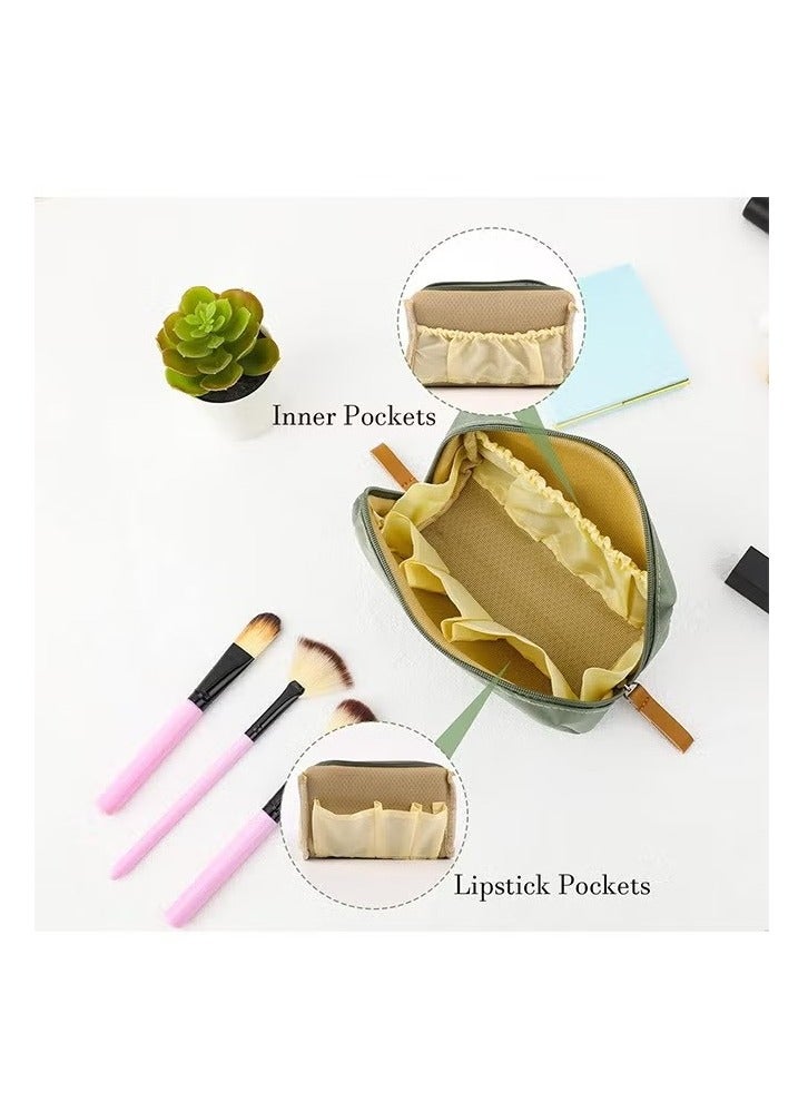 حقيبة مستحضرات تجميل بسحاب، حقيبة مكياج مقاومة للماء، حقيبة تنظيم محمولة (خضراء) - Image 4