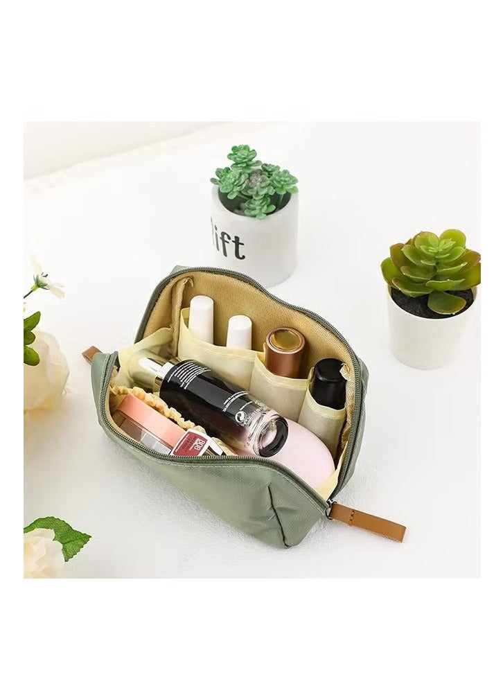 حقيبة مستحضرات تجميل بسحاب، حقيبة مكياج مقاومة للماء، حقيبة تنظيم محمولة (خضراء) - Image 5