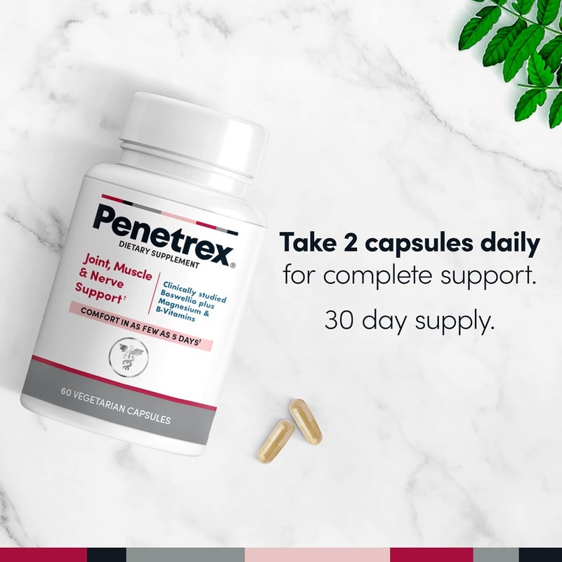 Penetrex Clinically Studied Magnesium Glycinate Supplement for Joint Muscle  Nerve Support  Comfort in 5 Days with Advanced Boswellia Serrata Extract Vitamin D B C 60 Count  1 Month Supply - Image 2