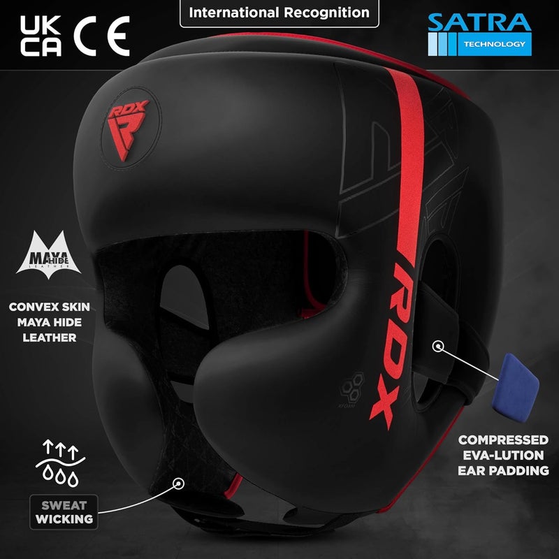 RDX Boxing Headgear for MMA Training - Adjustable Padded Kara for Kickboxing, Sparring, and Martial Arts -XL |Red (HGR-F6MR-XL) - Image 3