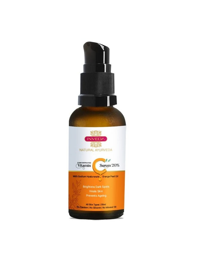 Inveda - Concentrated Vitamin C Serum 20%, Removes Dark Spots, Gives Even Tone, Bright & Tight Skin With Orange Peel Oil For Hydrated Youthful Glow, 30Ml - Image 1