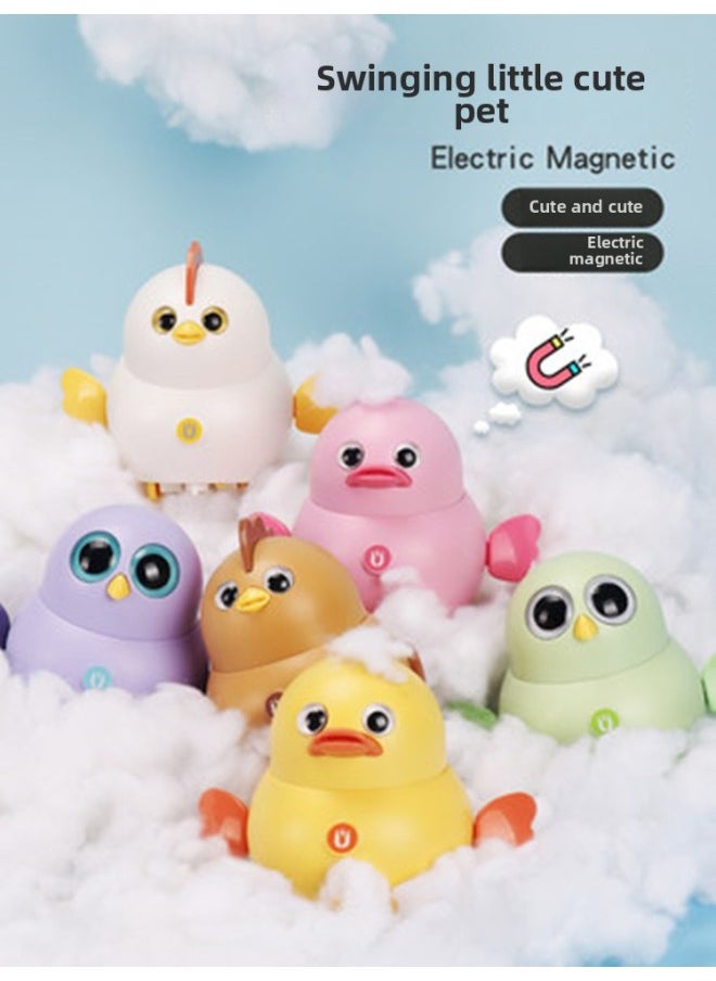 Same Style Internet Celebrity Electric Magnetic Swing Duck Toy Cute Chicken Small Team 6 Gift Boxes-Color:Pink  - Image 5