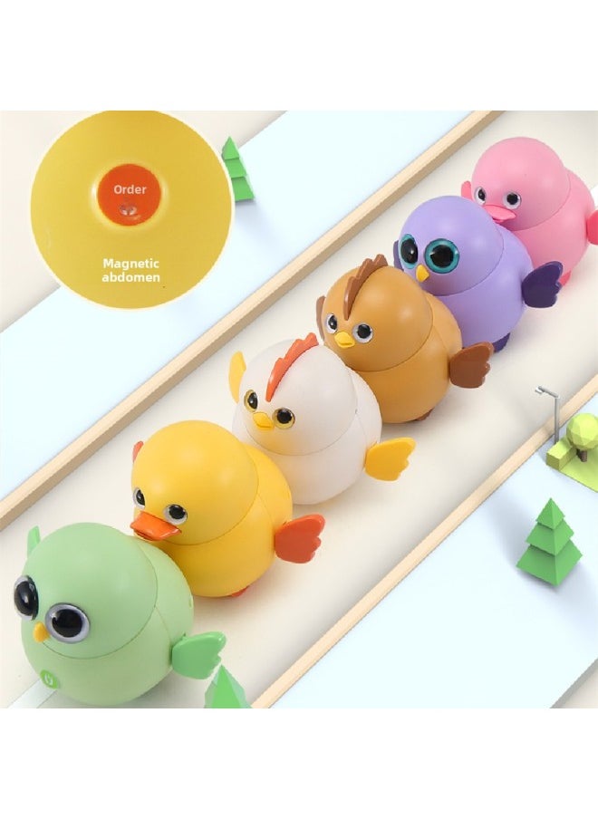 Same Style Internet Celebrity Electric Magnetic Swing Duck Toy Cute Chicken Small Team 6 Gift Boxes-Color:Pink  - Image 3