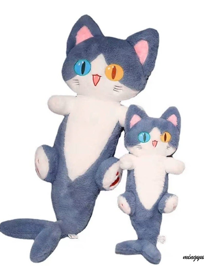 SYOSI Lovely Plush Shark Cat Doll C ute Cartoon Soft Stuffed Shark Kitten Pillow Long Throw Sleeping Pillow Doll Toy Gift for Kids g ir lf rie n d 50cm - Image 2