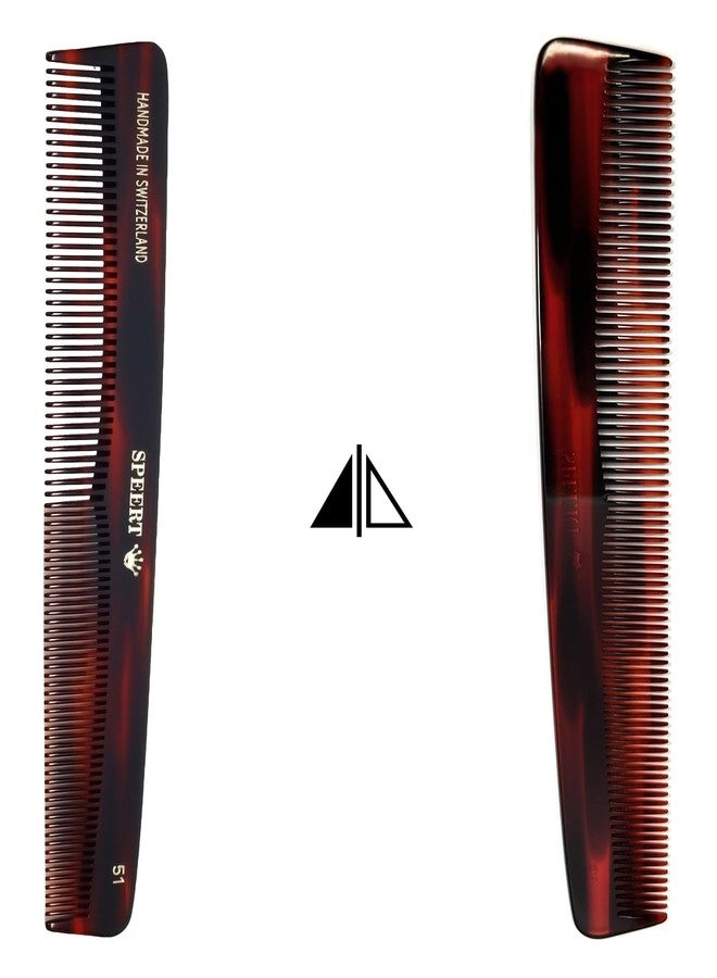 Speert #51 Handmade Wide Narrow Tooth Comb Tortoise Havana Acetate Thick Coarse Curly Thin Fine Straight Hair Detangling Parting Grooming Teasing Hair Styling Hairdresser Barber Hairdressing Wet Dry - Image 5