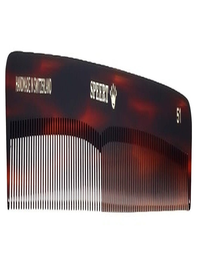 Speert #51 Handmade Wide Narrow Tooth Comb Tortoise Havana Acetate Thick Coarse Curly Thin Fine Straight Hair Detangling Parting Grooming Teasing Hair Styling Hairdresser Barber Hairdressing Wet Dry - Image 1