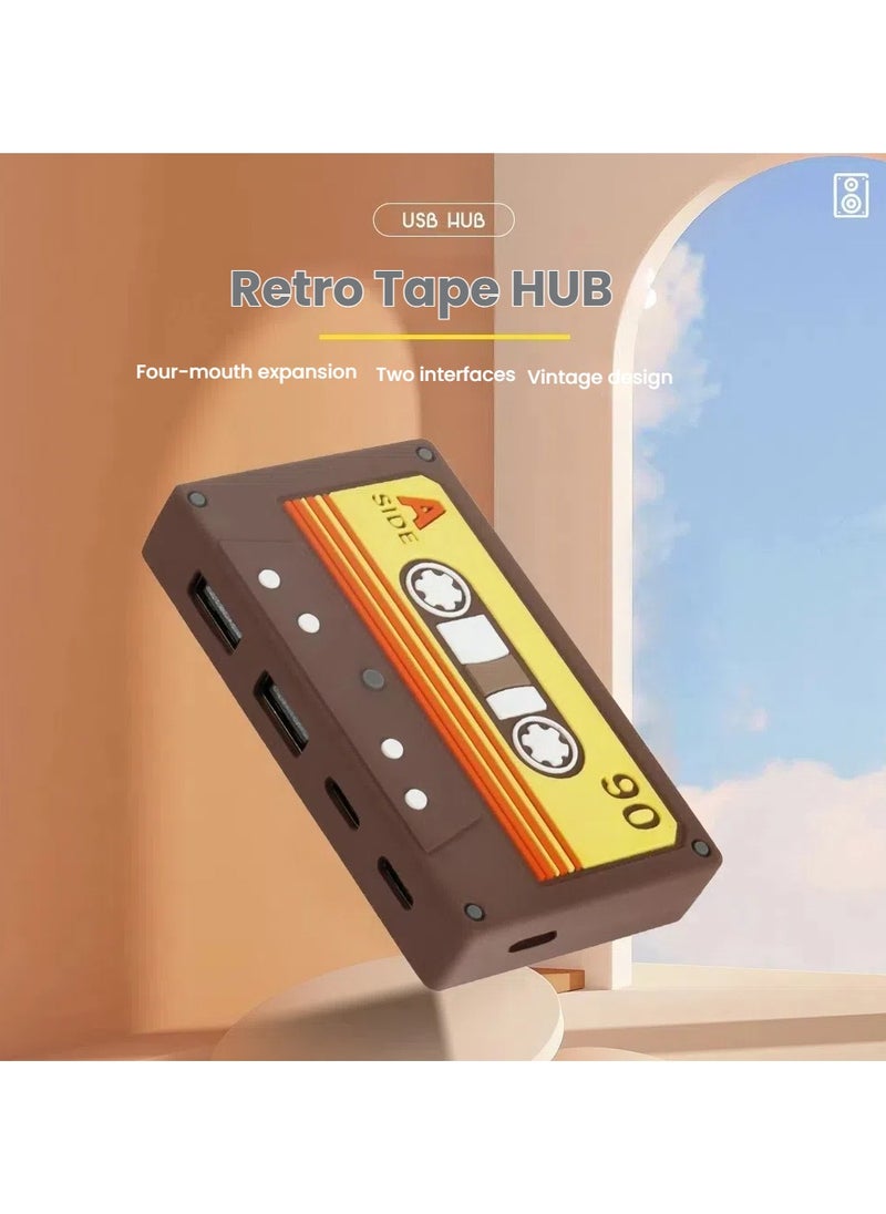 General - Tape HUB Cute retro desktop ornamentsTape USB HUB adapter splitter flexible adaptation and efficient office - Image 1