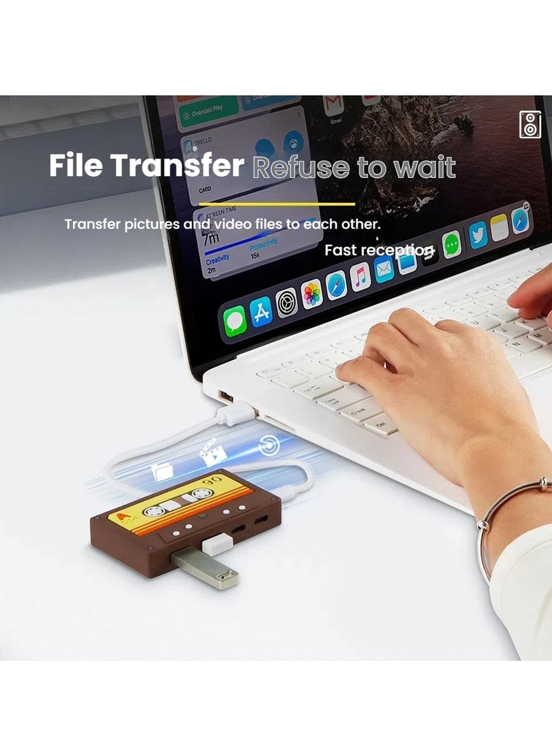 General - Tape HUB Cute retro desktop ornamentsTape USB HUB adapter splitter flexible adaptation and efficient office - Image 1