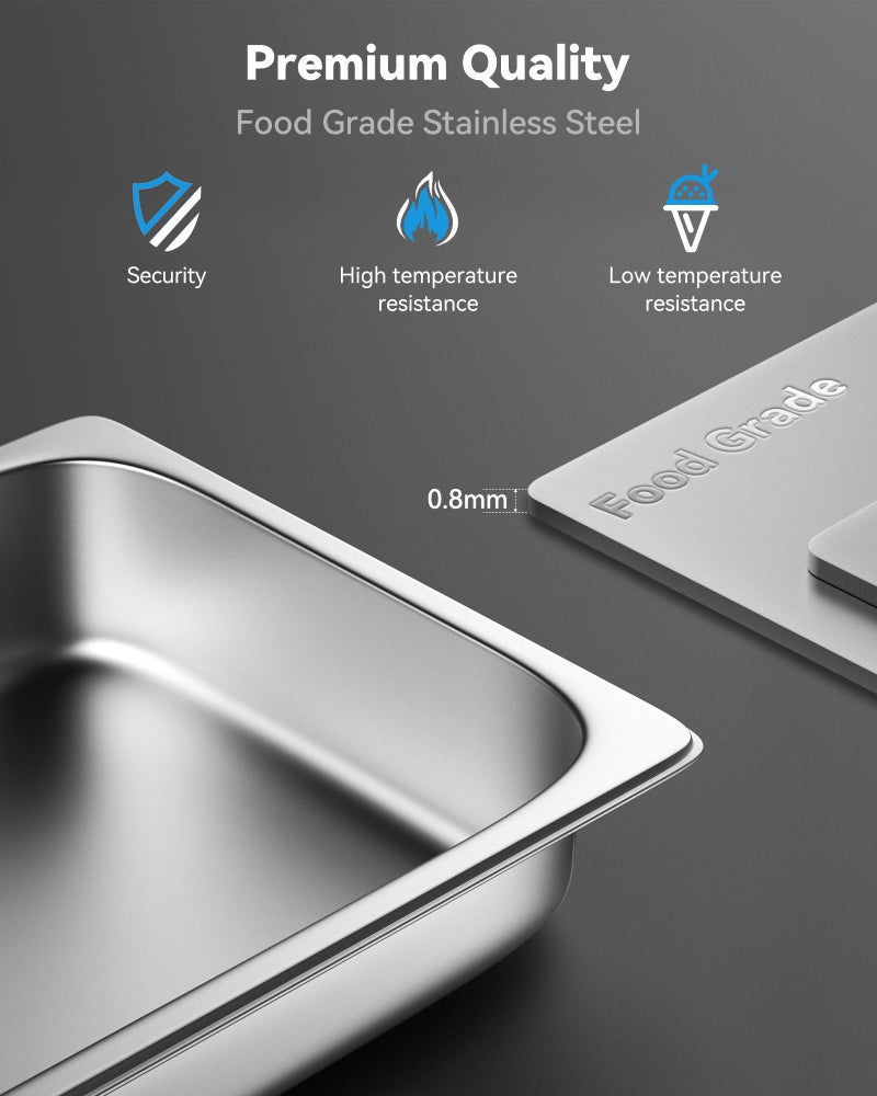 ZeroPone 6 Pack Hotel Pans Full Size 2.5" Deep Stainless Steel Steam Table Pan, 20.8" L x 12.8" W 22 Gauge Metal Commercial Catering Food Pans Anti Jam Food Storage Containers - Image 2