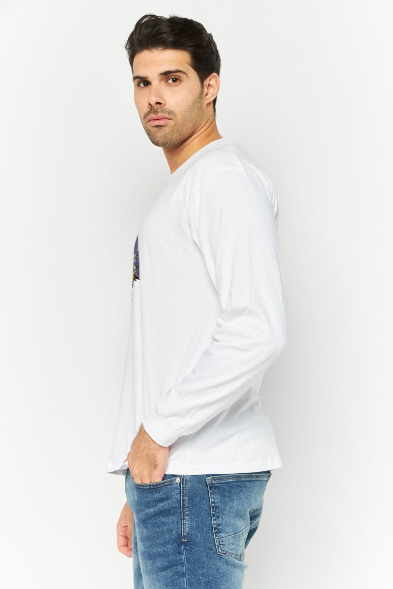 Gotcha تي شيرت رجالي بأكمام قصيرة وياقة دائرية، مطبوع برسومات، أبيض - Image 3