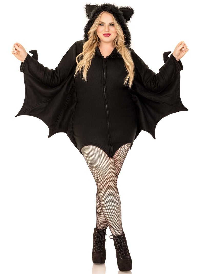 Leg Avenue womens Cozy Bat Hooded Fleece dress - Cute Winged Halloween for women Adult Sized Costumes, Black, 3X 4X US - Image 5