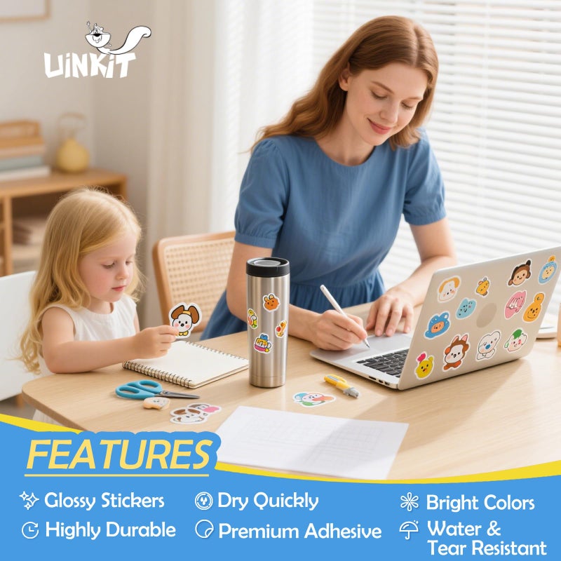 Uinkit 105 Sheets Premium Printable Vinyl Sticker Paper for Inkjet Printer Cricut,included 100Sheets Glossy and 5Sheets Transparent Label Waterproof Adhesive Dries Quickly Tear-Resistant, Removable - Image 2