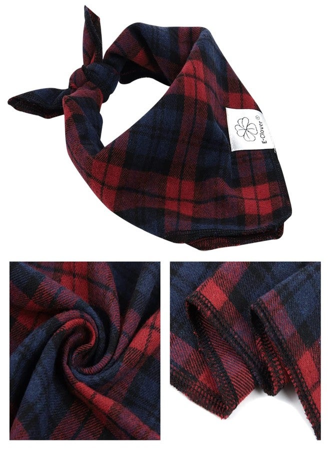 E-Clover Red Dog Bandanas & Matching Scrunchie Set Plaid Dog Scarf Bibs for Medium Large Dogs Girl Boy Pet Owner Gift Blue Valentine - Image 5