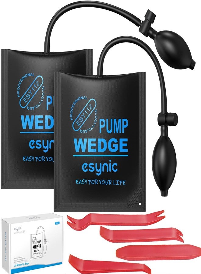 eSynic 2-Pack Air Wedge Bags - 300LB Capacity Anti-Slip Heavy Duty Air Bags for Lifting Tools with 4 Trim Tools Kit- Durable Inflatable Air Shim Tools for Door/Window/Furniture Installation - Image 1